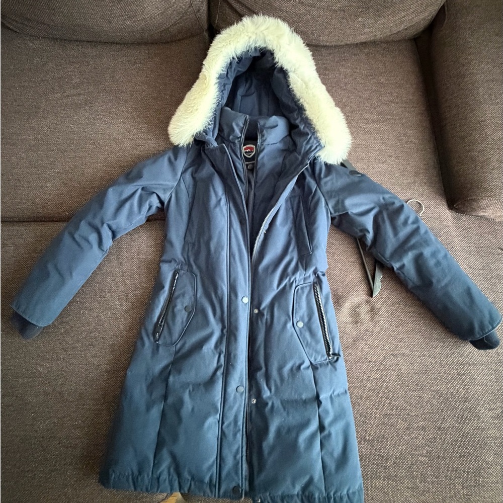 Women's Blue Hooded Winter Jacket